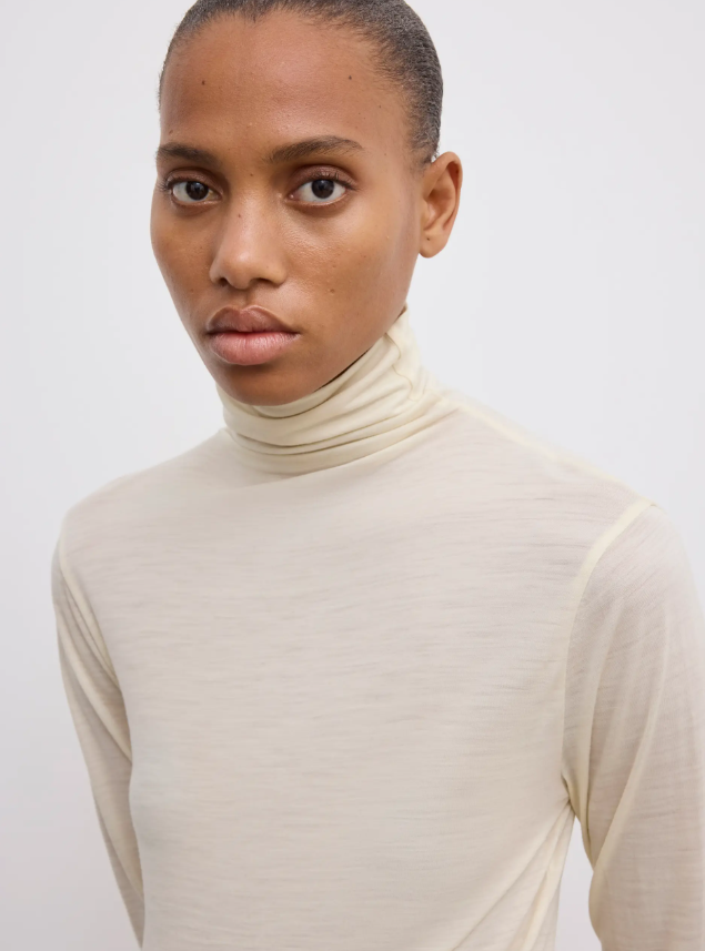 Wool jersey rollneck - Cream White