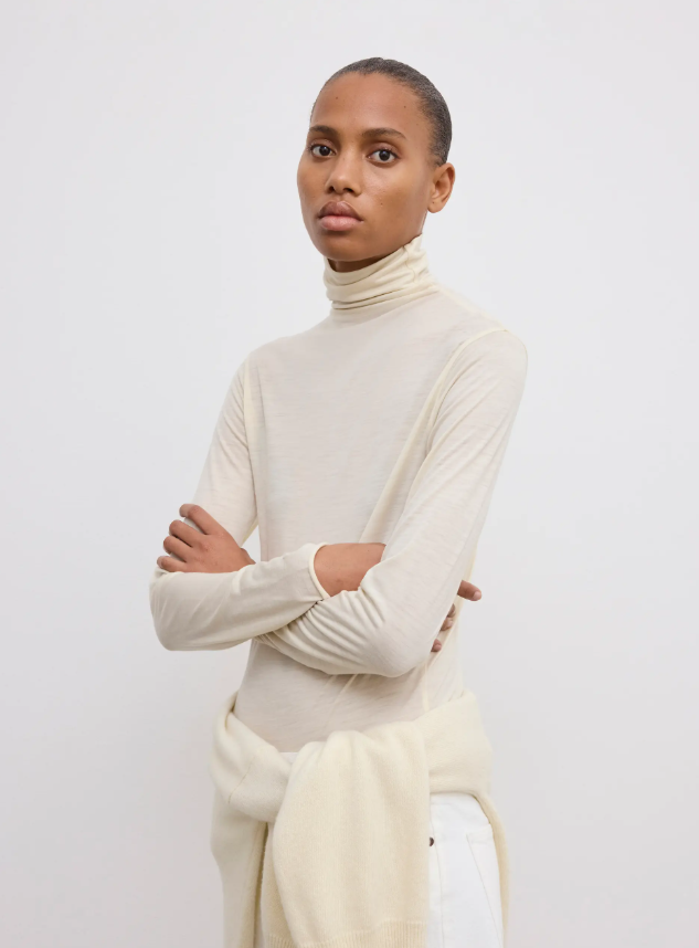 Wool jersey rollneck - Cream White