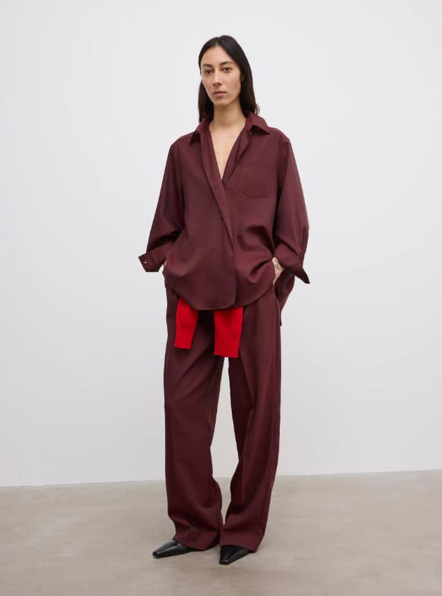 Asymmetric shirt - Burgundy Red
