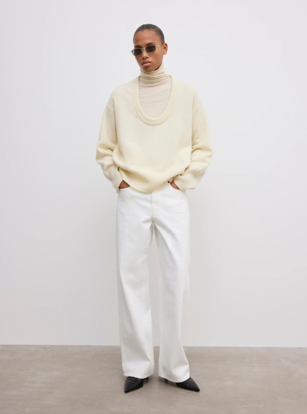 Soft wool scoop knit - Cream White