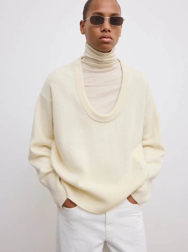 Soft wool scoop knit - Cream White