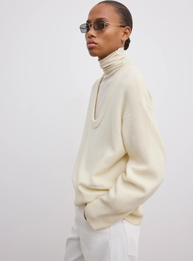 Soft wool scoop knit - Cream White
