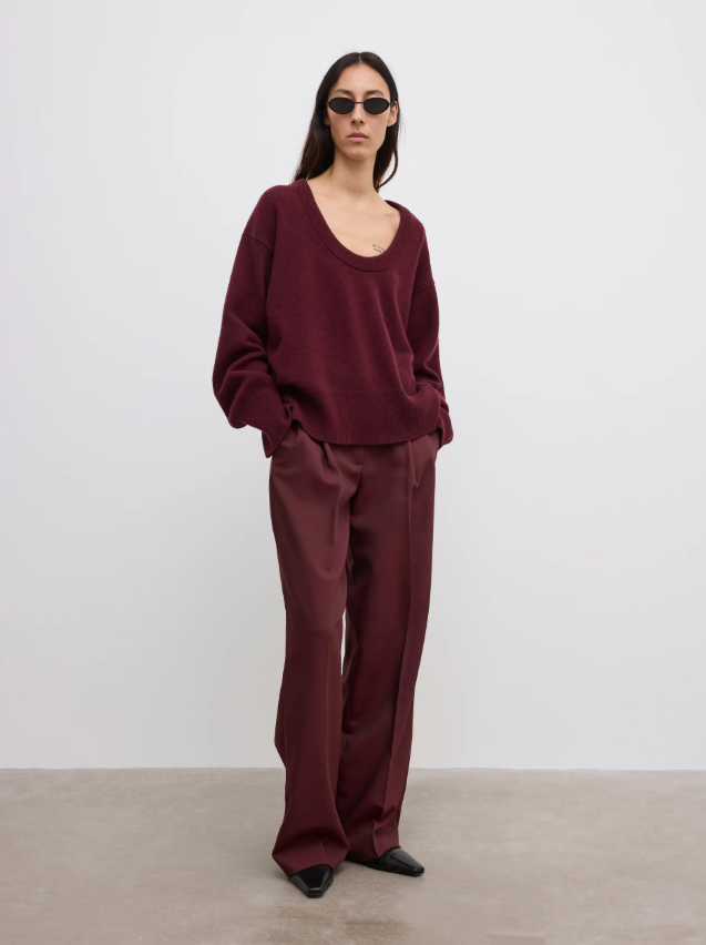Soft wool scoop knit - Burgundy Red