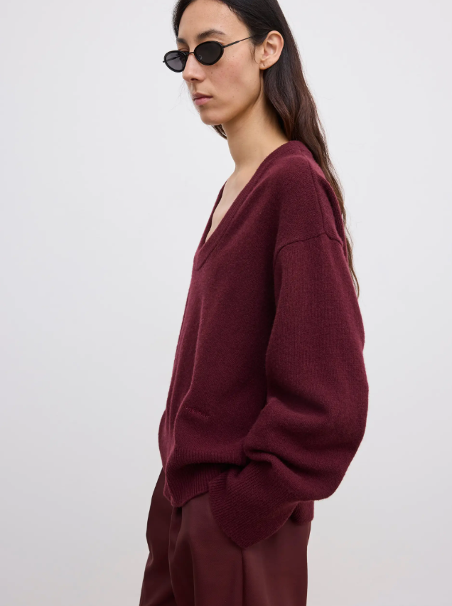 Soft wool scoop knit - Burgundy Red
