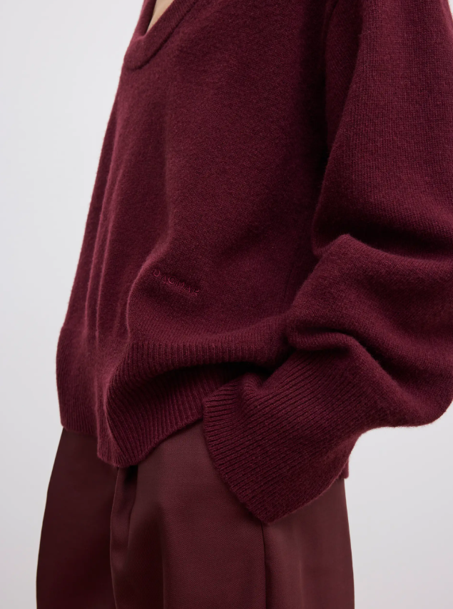 Soft wool scoop knit - Burgundy Red