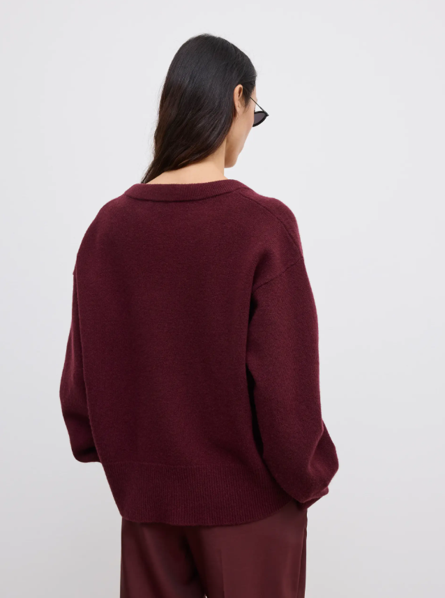 Soft wool scoop knit - Burgundy Red