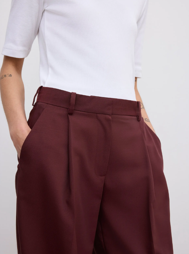 Relaxed wool trouser - Burgundy Red