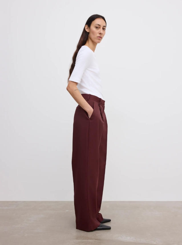 Relaxed wool trouser - Burgundy Red
