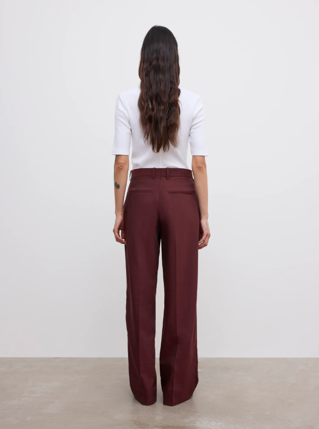 Relaxed wool trouser - Burgundy Red