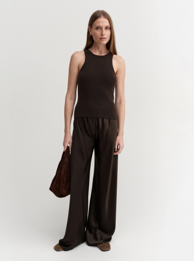 Bias Satin Pants - Chocolate