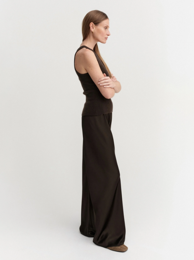 Bias Satin Pants - Chocolate