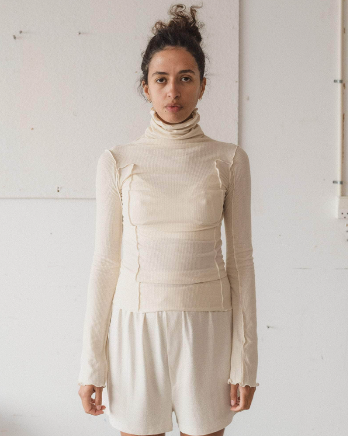 Omato Turtleneck - Fine Organic Cotton Rib - Off white