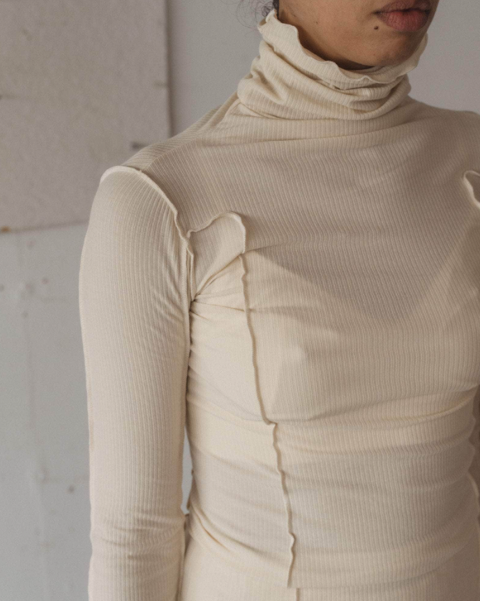 Omato Turtleneck - Fine Organic Cotton Rib - Off white