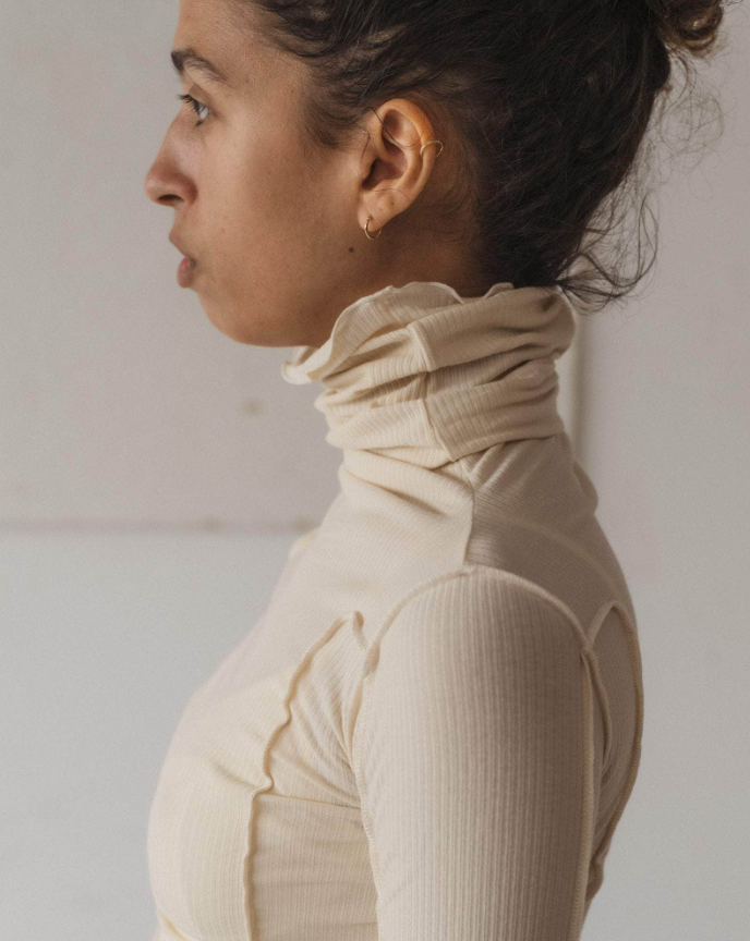 Omato Turtleneck - Fine Organic Cotton Rib - Off white