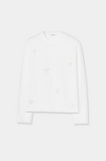 EMBELLISHED LONG-SLEEVE TEE - WHITE