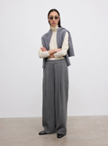 Elastic wool trousers - Light Grey Melange