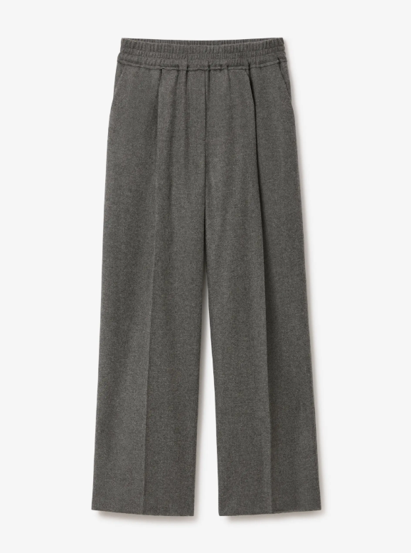 Elastic wool trousers - Light Grey Melange