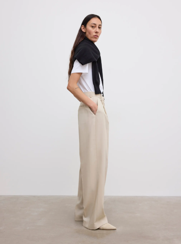Relaxed wool trouser - Antique Cream