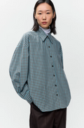 CHECKED OVERSIZED SHIRT - Turquoise/Orange