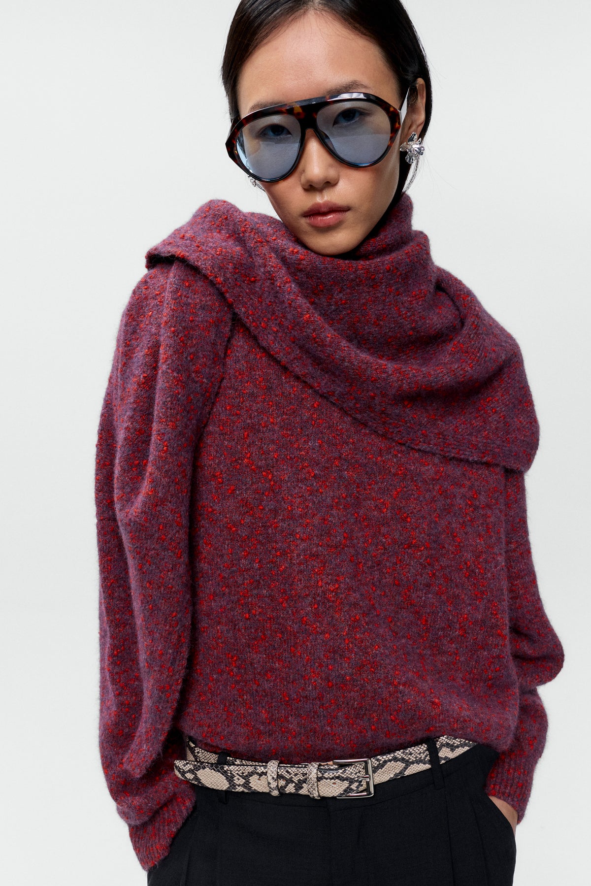 SPECKLED CREWNECK SWEATER - Beaujolais