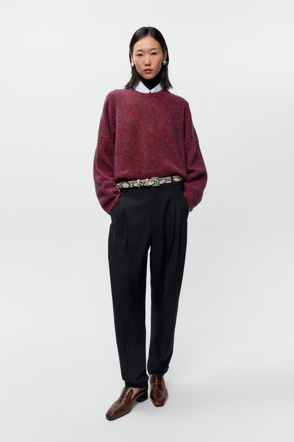 SPECKLED CREWNECK SWEATER - Beaujolais