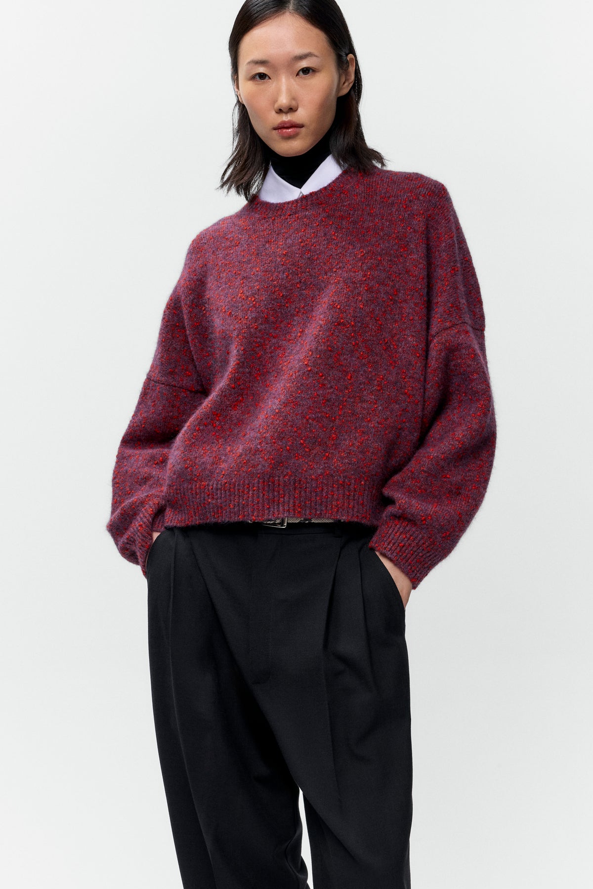 SPECKLED CREWNECK SWEATER - Beaujolais