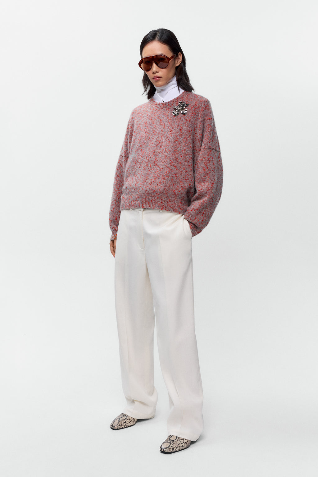 SPECKLED CREWNECK SWEATER - Malva