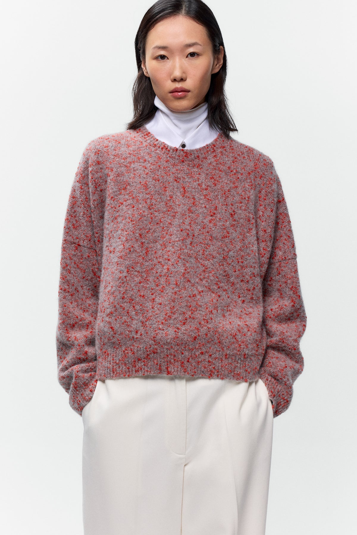 SPECKLED CREWNECK SWEATER - Malva