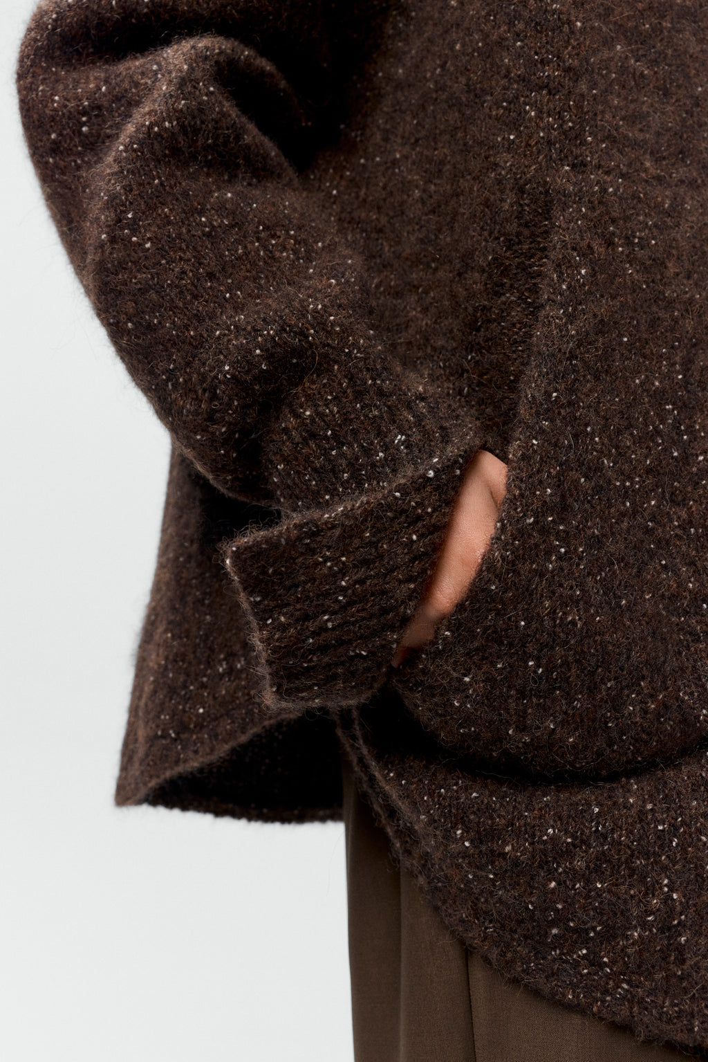 SPECKLED ZIP-JACKET - Chocolate