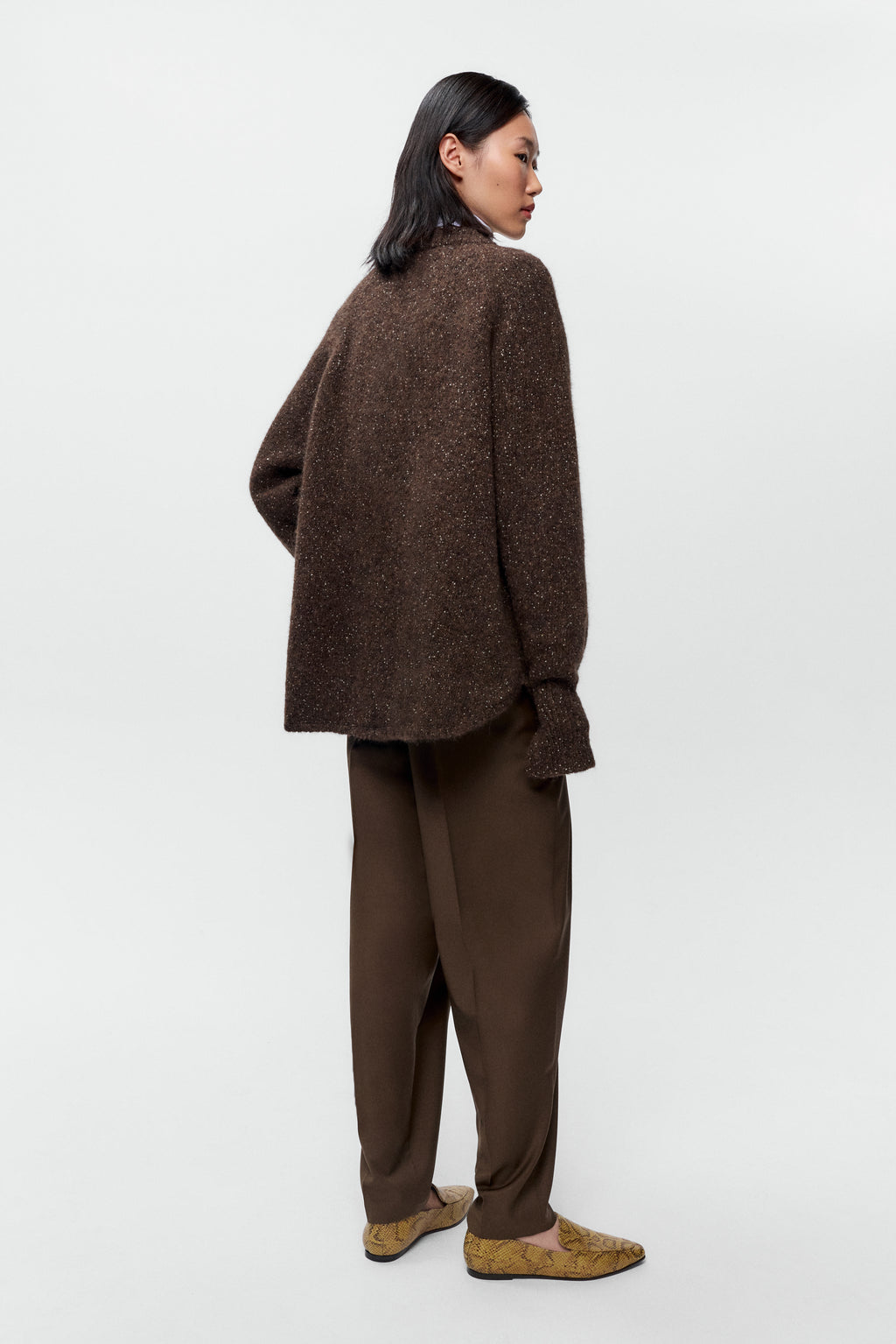 SPECKLED ZIP-JACKET - Chocolate