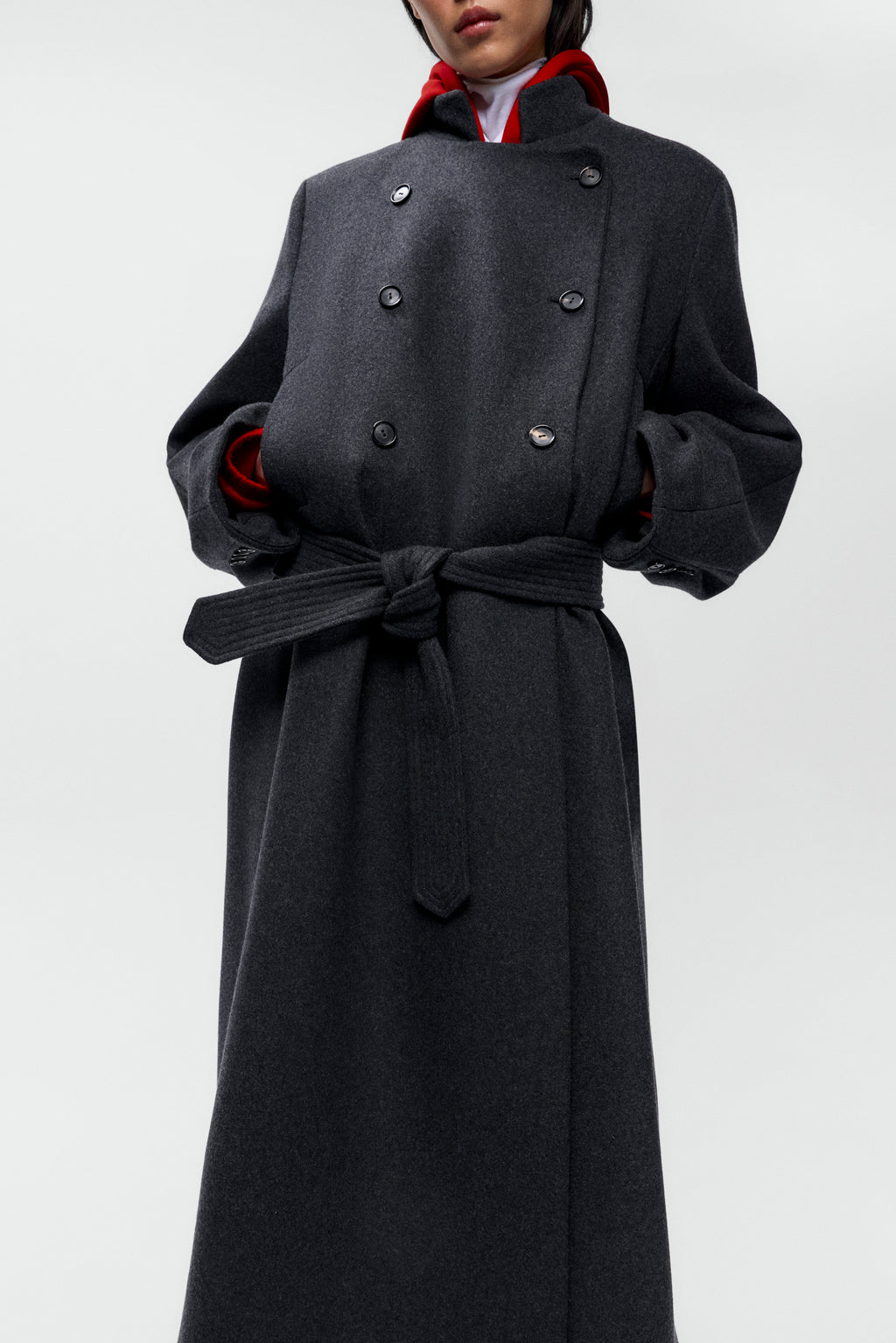 VIRGIN WOOL LONG COAT - Anthracite
