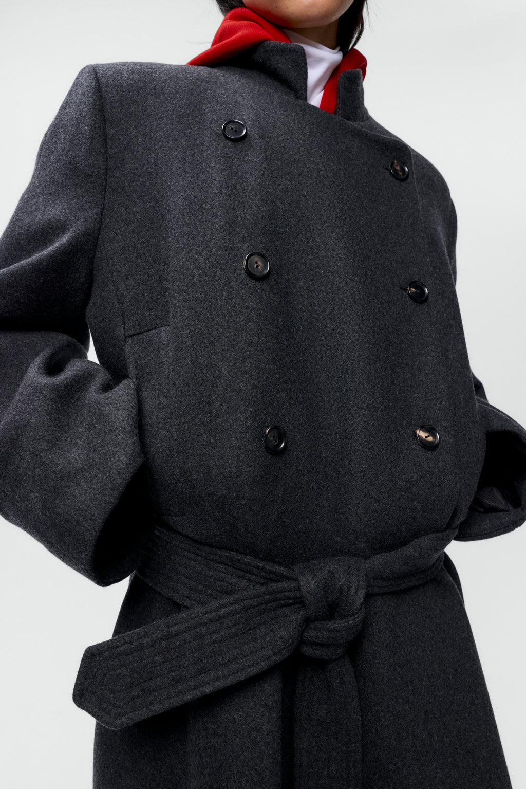 VIRGIN WOOL LONG COAT - Anthracite