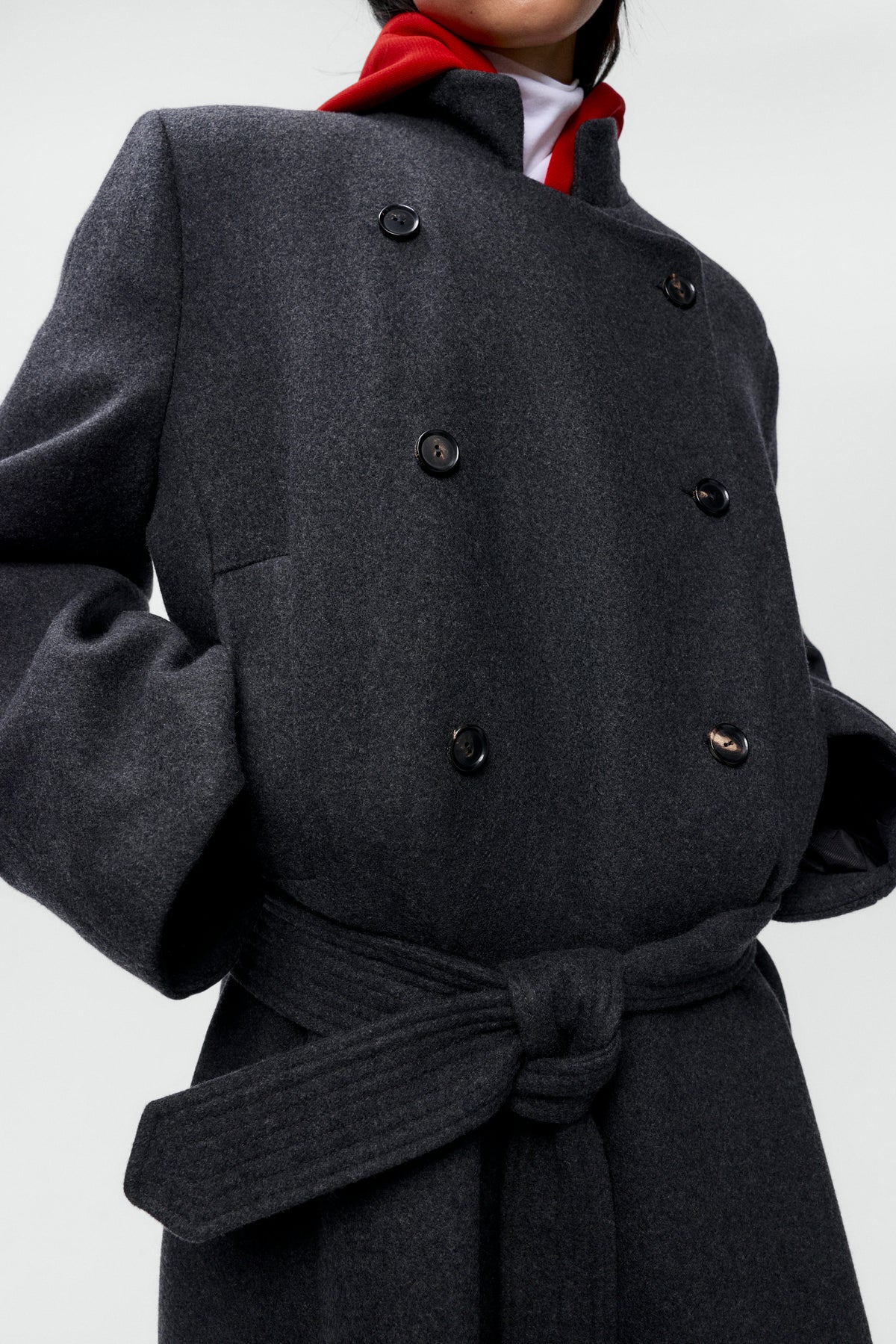 VIRGIN WOOL LONG COAT - Anthracite