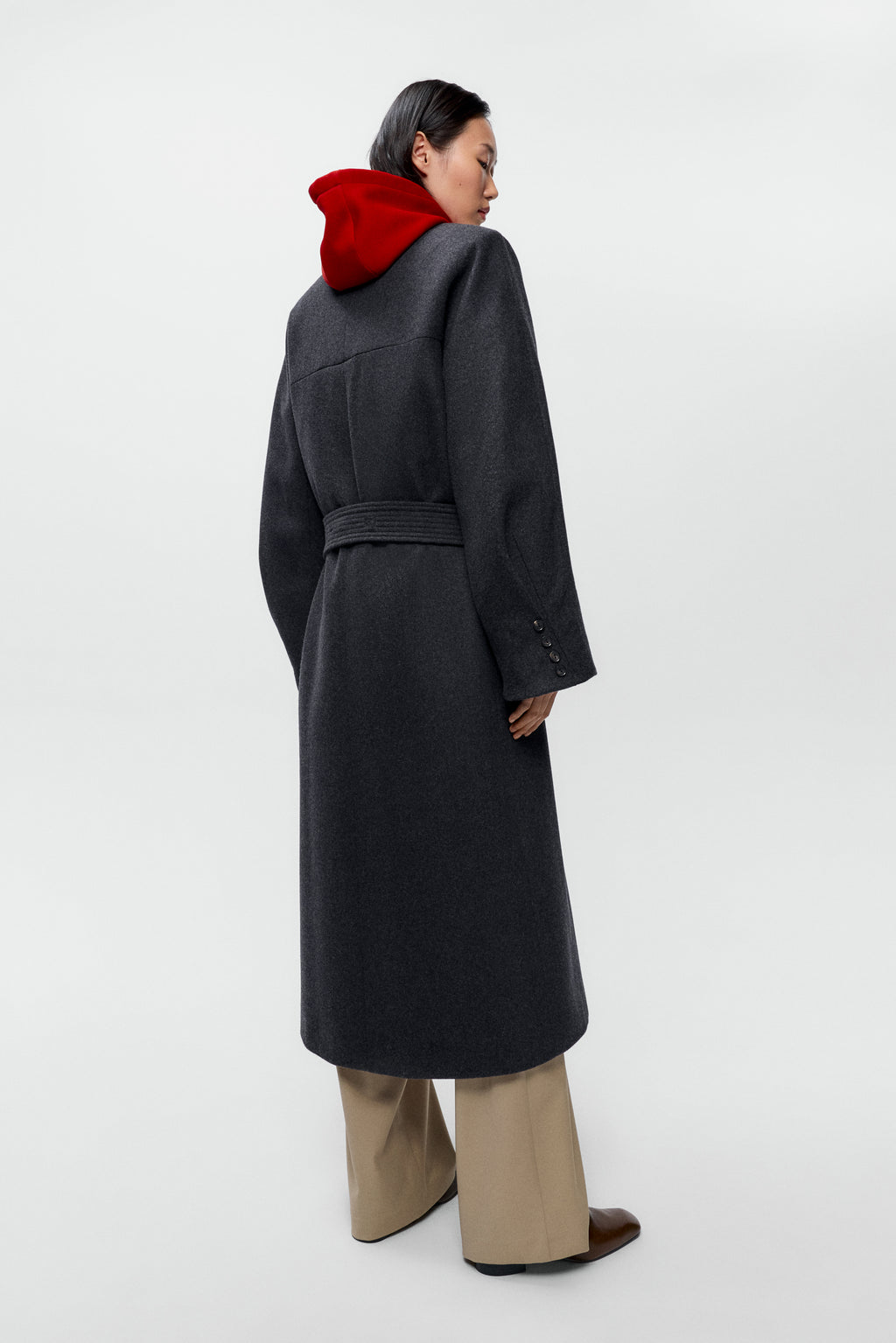 VIRGIN WOOL LONG COAT - Anthracite
