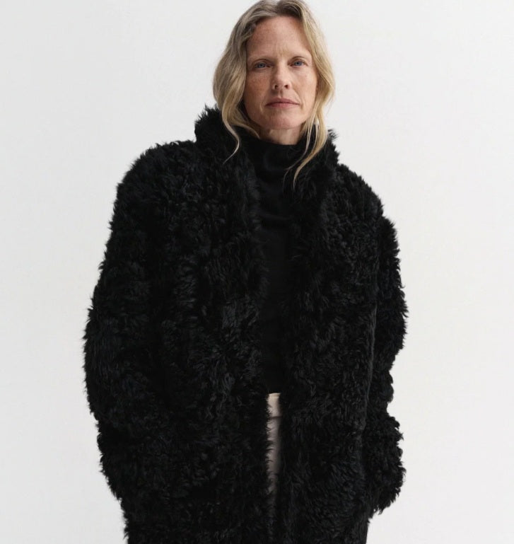 Claudie Shearling Coat, black