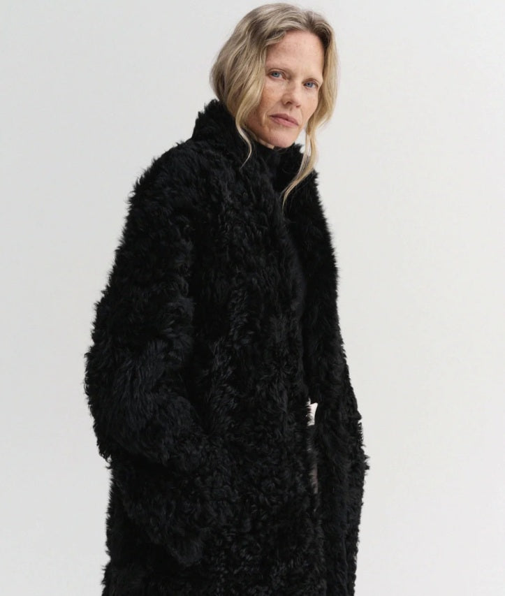 Claudie Shearling Coat, black