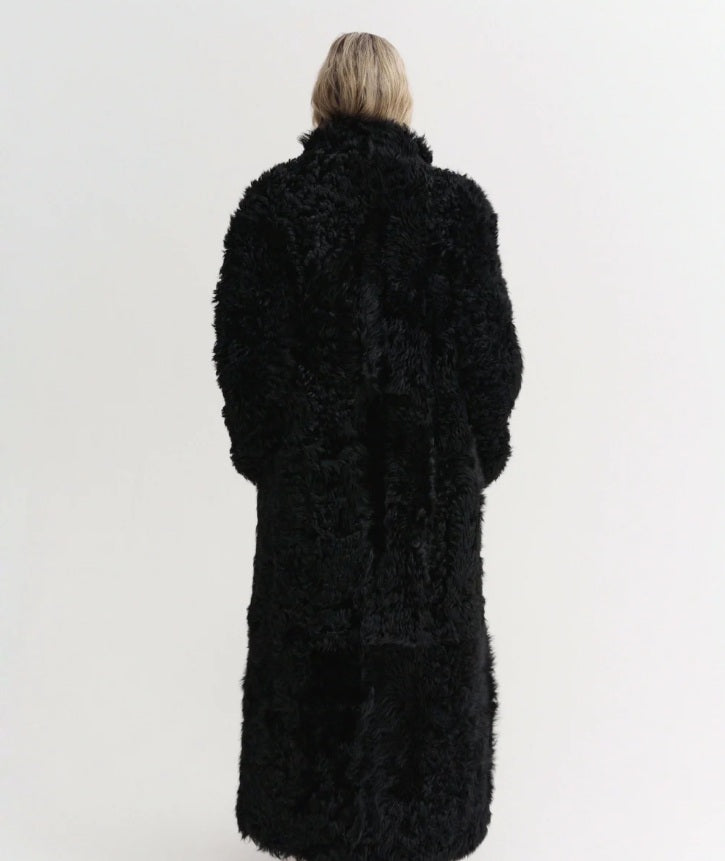 Claudie Shearling Coat, black