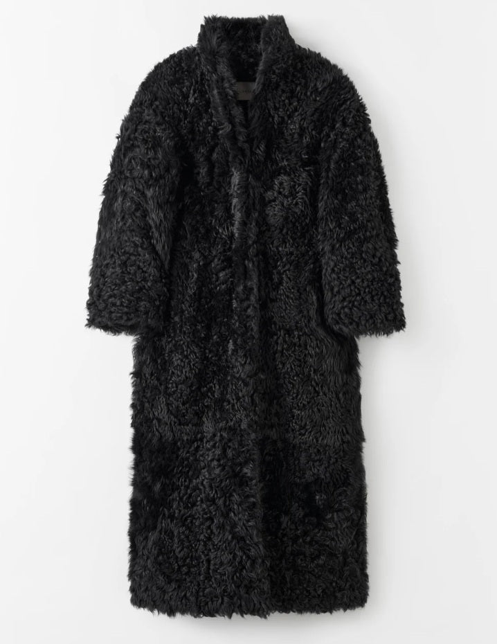 Claudie Shearling Coat, black
