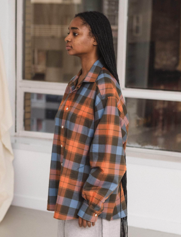 Baserange PF25 - Claude Shirt - Organic Cotton Poplin - Frame plaid