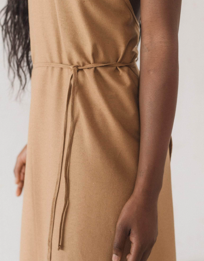 Baserange SS26 - apron dress - Bath brown