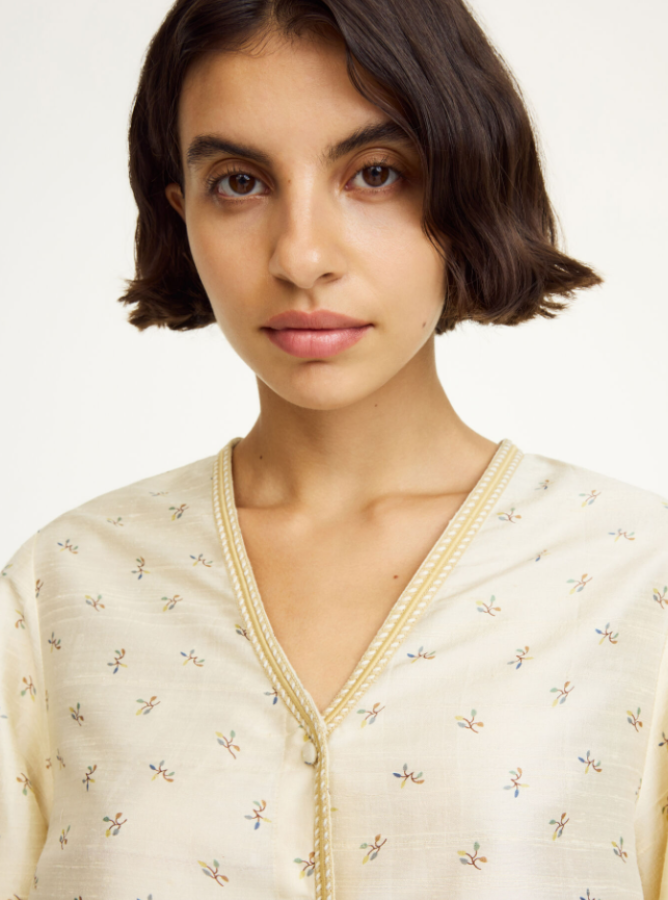 By Malene Birger SS25 - Mineas silk top -  Mini Flower Print  