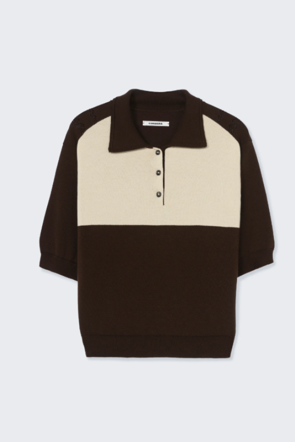 Cordera SS26 - ORGANIC COTTON  COLORBLOCK POLO-  BROWN 