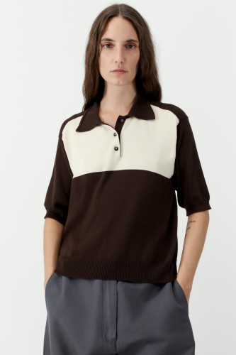 Cordera SS26 - ORGANIC COTTON  COLORBLOCK POLO-  BROWN 