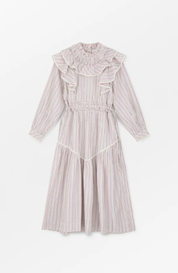 Skall Studio AW25 - Claudette dress - Raspberry/Cream stripe
