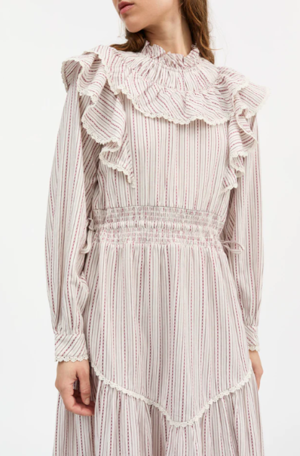 Skall Studio AW25 - Claudette dress - Raspberry/Cream stripe