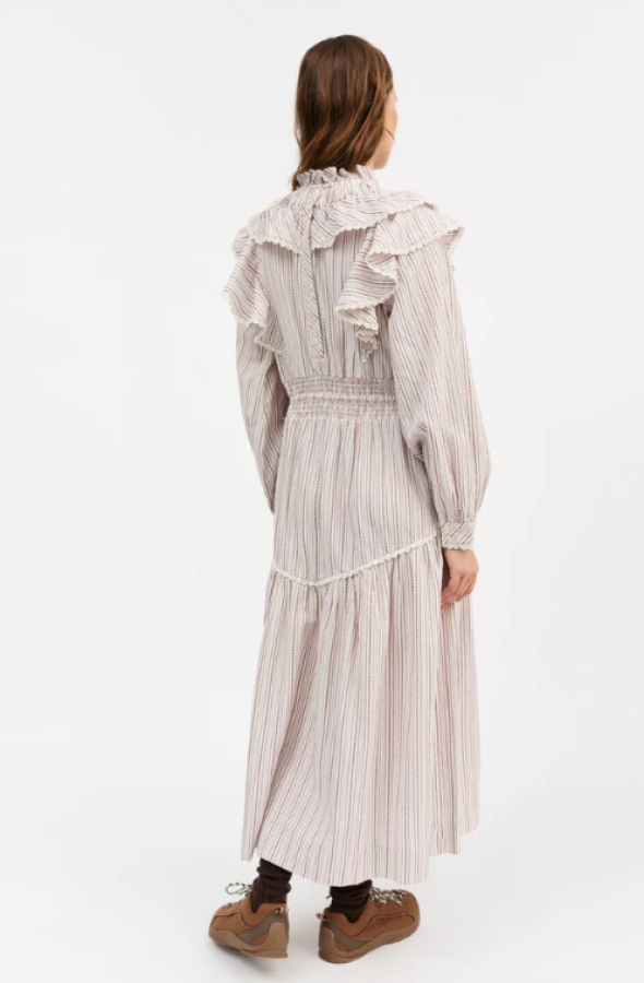 Skall Studio AW25 - Claudette dress - Raspberry/Cream stripe