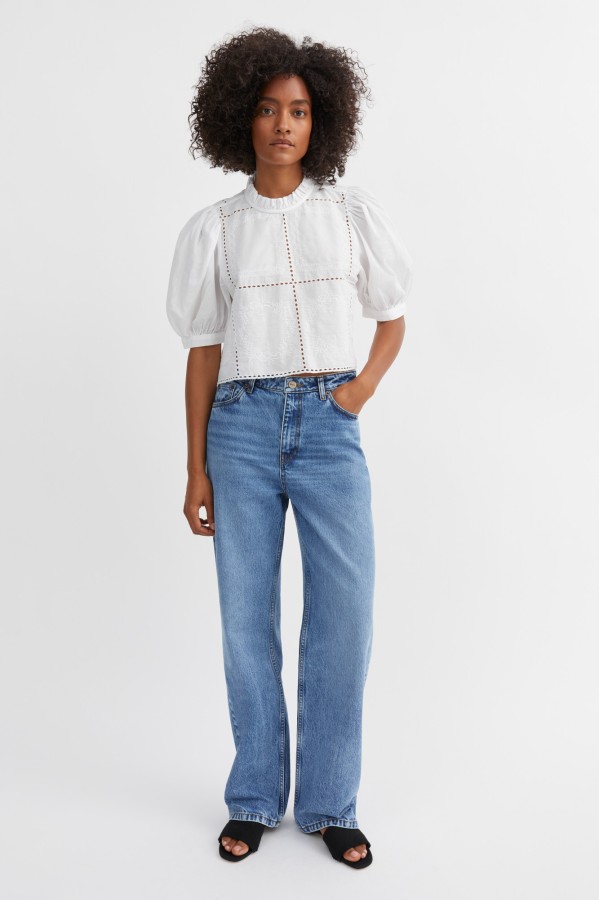 Skall Studio SS25 - Anemone crop blouse - Optic white