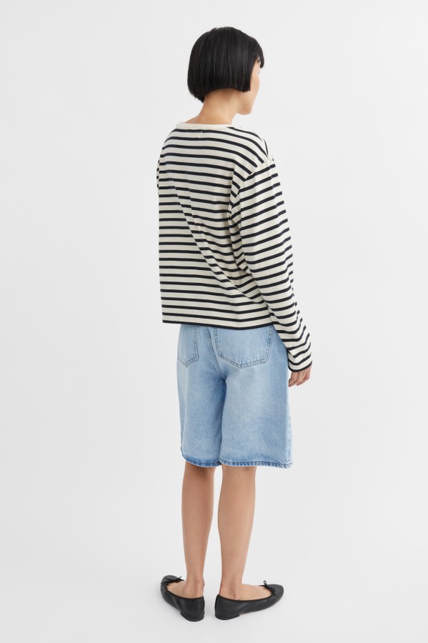 Skall Studio SS25 - Loui oversized blouse - Dark navy/White stripe