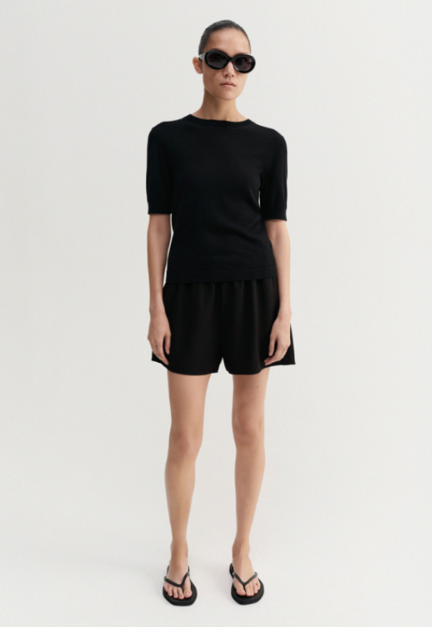 Almada label SS26 - Bim crepe shorts - black