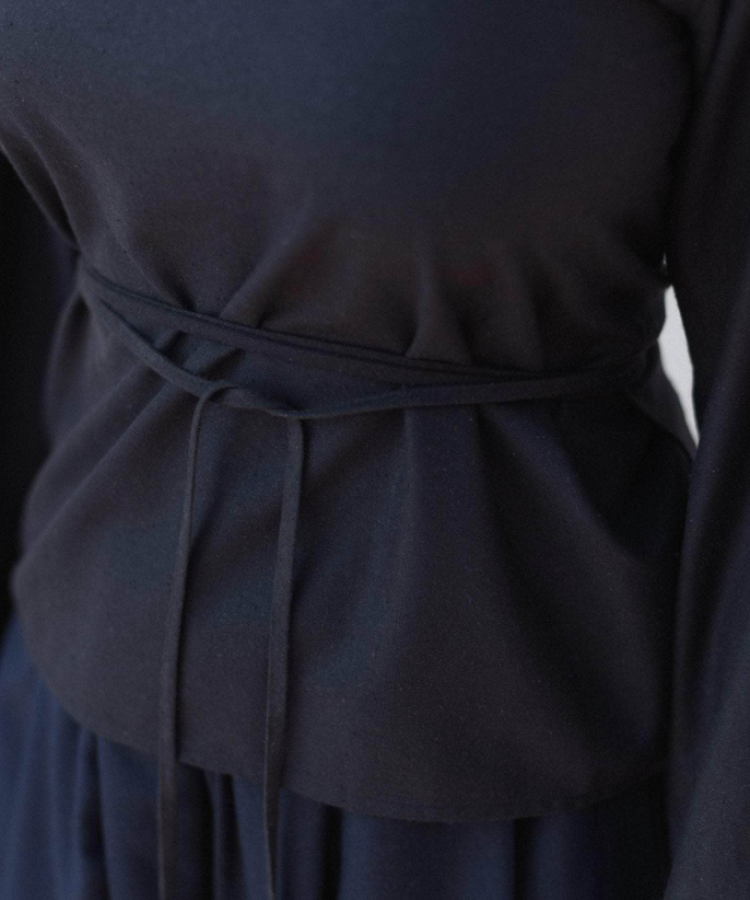 Baserange AW26 - Long Sleeve Apron Top - Wild Silk - Black